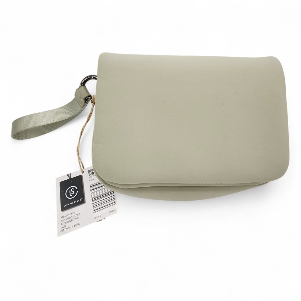 Neoprene Fanny Pack Crossbody Wrist 3 In 1 Bag Live In Style‎ Sage Green NEW